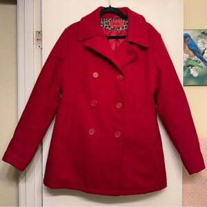 Stylish Red Double-Breasted Women's Coat